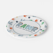 Stomp Chomp Rawr Dinosaurus Verjaardag Papieren Bordje (Gekanteld)