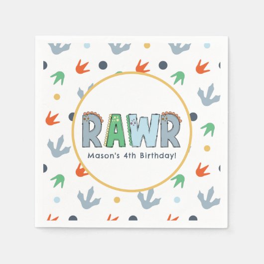 Stomp Chomp Rawr Dinosaurus Verjaardag Servet (Voorkant)