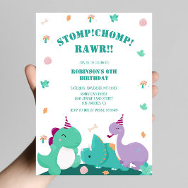 Stomp Chomp Rawr Schattigee Dinosaurus Verjaardag Kaart