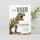 Stomp Chomp Roam Tyrex Verjaardag Kaart (Staand voorkant)