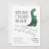 Stomp Chomp Roar Baby Boy Dinosaur First Birthday Kaart (Voorkant)
