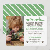 Stomp Chomp ROAR Birthday Dinosaur Download Green Kaart (Voorkant / Achterkant)