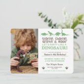 Stomp Chomp ROAR Birthday Dinosaur Download Green Kaart (Staand voorkant)