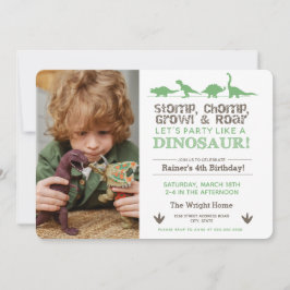 Stomp Chomp ROAR Birthday Dinosaur Download Green Kaart