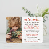 Stomp Chomp ROAR Birthday Dinosaur Download Paars Kaart (Staand voorkant)