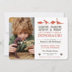 Stomp Chomp ROAR Birthday Dinosaur Download Paars Kaart