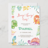 'Stomp Chomp Roar' Dino Uitnodiging voor verjaarda (Voorkant)