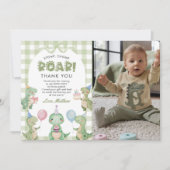 Stomp Chomp Roar Dinosaur 1e verjaardag foto Bedankkaart (Voorkant)