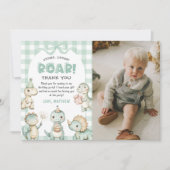 Stomp Chomp Roar Dinosaur 1e verjaardag foto Bedankkaart (Voorkant)