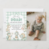 Stomp Chomp Roar Dinosaur 1e verjaardag foto Kaart (Voorkant)