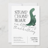 Stomp Chomp Roar Dinosaur 3rd Birthday Party Boy Kaart (Voorkant)