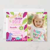 Stomp, Chomp & Roar Dinosaur Birthday Uitnodiging (Voorkant)