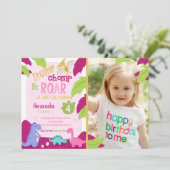 Stomp, Chomp & Roar Dinosaur Birthday Uitnodiging (Staand voorkant)