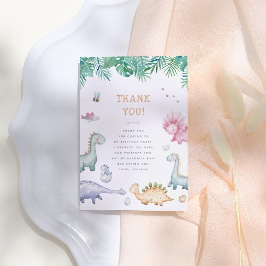 Stomp, Chomp & Roar Dinosaur Boys Birthday Party Bedankkaart