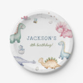 Stomp, Chomp & Roar Dinosaur Boys Birthday Party Papieren Bordje (Voorkant)
