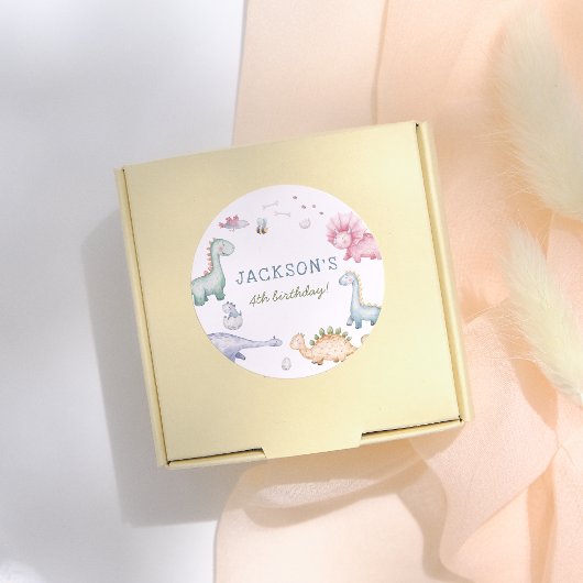 Stomp, Chomp & Roar Dinosaur Boys Birthday Party Ronde Sticker