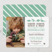 Stomp Chomp ROAR Dinosaur Foto van Birthday Kaart (Voorkant / Achterkant)