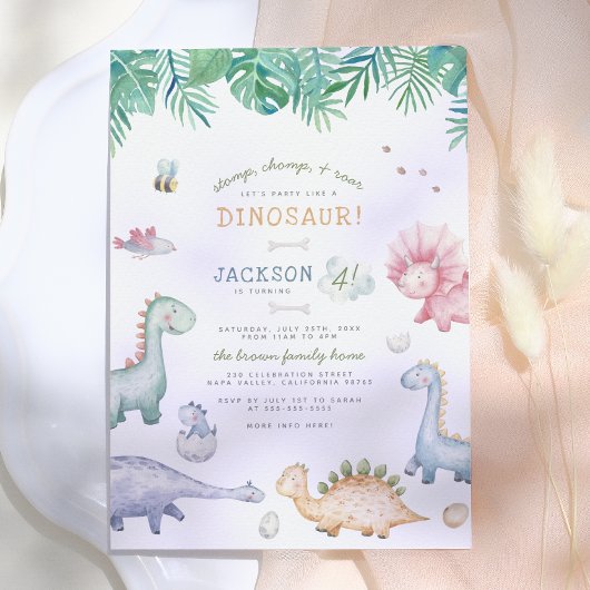 Stomp, Chomp & Roar Dinosaur Jongens Verjaardagsfe Kaart