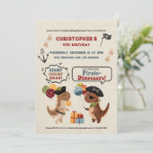 Stomp Chomp Roar Dinosaur Pirate Boy Verjaardag Kaart (Staand voorkant)