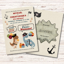 Stomp Chomp Roar Dinosaur Pirate Twin Boy Verjaard Kaart