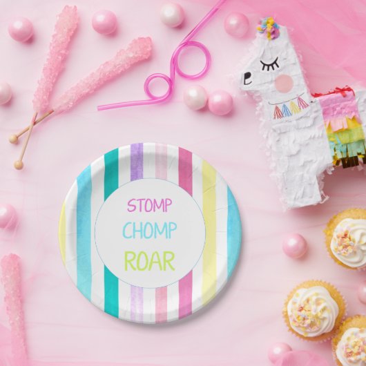 Stomp chomp roar dinosaur-thema papieren bordje (Feest)