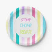 Stomp chomp roar dinosaur-thema papieren bordje (Voorkant)