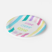 Stomp chomp roar dinosaur-thema papieren bordje (Gekanteld)