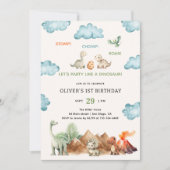 Stomp Chomp & Roar Dinosaur Verjaardag uitnodiging (Voorkant)