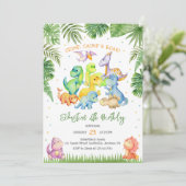 Stomp Chomp Roar Dinosaur Verjaardagsuitnodiging Kaart (Staand voorkant)