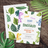 Stomp Chomp Roar Dinosaurus 3e Verjaardagsfeest Kaart