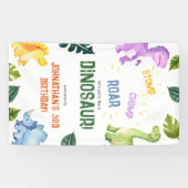 Stomp Chomp Roar Dinosaurus 3e Verjaardagsfeest Spandoek (Horizontaal)