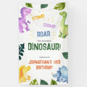 Stomp Chomp Roar Dinosaurus 3e Verjaardagsfeest Spandoek (Verticaal)