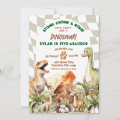 Stomp Chomp Roar Dinosaurus Kind verjaardagsfeestj Kaart (Voorkant)
