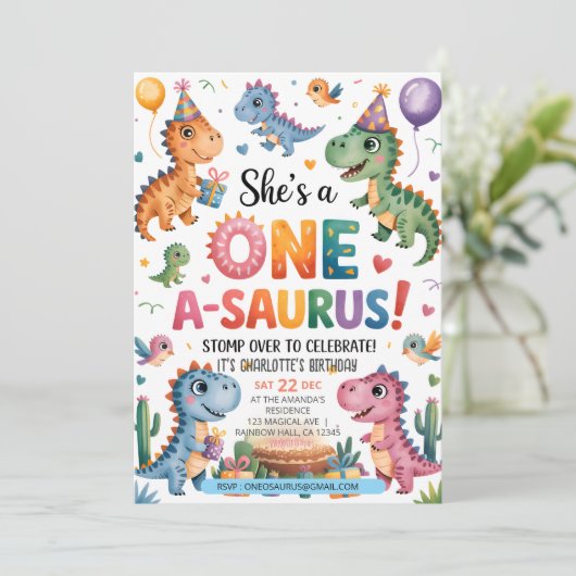 Stomp Chomp Roar dinosaurus op een dag van zijn ve Kaart (Staand voorkant)