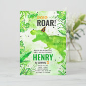 Stomp Chomp Roar Dinosaurus Verjaardag Kaart (Staand voorkant)