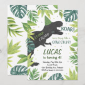 Stomp Chomp Roar Dinosaurus Verjaardag uitnodiging (Voorkant / Achterkant)