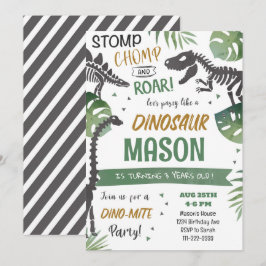 Stomp Chomp Roar Dinosaurus Verjaardag uitnodiging