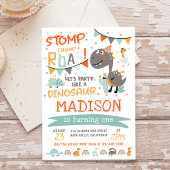 Stomp, Chomp & Roar Dinosaurus Verjaardagsfeest Kaart