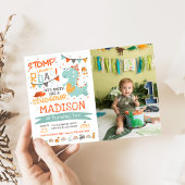 Stomp, Chomp & Roar Dinosaurus Verjaardagsfoto Kaart