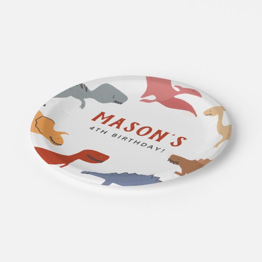 Stomp, Chomp & Roar! Dinosaurussen Jongen Verjaard Papieren Bordje (Gekanteld)