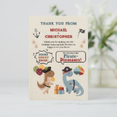 Stomp Chomp Roar Pirate Dinosaur Twin Boy Verjaard Bedankkaart (Staand voorkant)