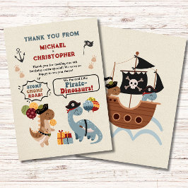 Stomp Chomp Roar Pirate Dinosaur Twin Boy Verjaard Bedankkaart