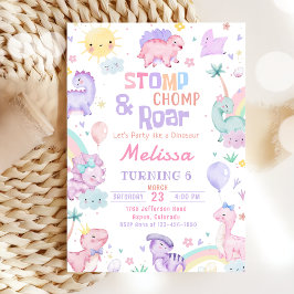 Stomp Chomp & Roar Roze Dinosaurus Meisje Verjaard Kaart