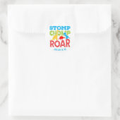 Stomp Chomp Roar Schattigee Dinosaurus Verjaardag Ronde Sticker (Tas)
