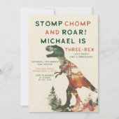 Stomp Chomp Roar T-Rex Dinosaur Boy 3e verjaardag Kaart (Voorkant)