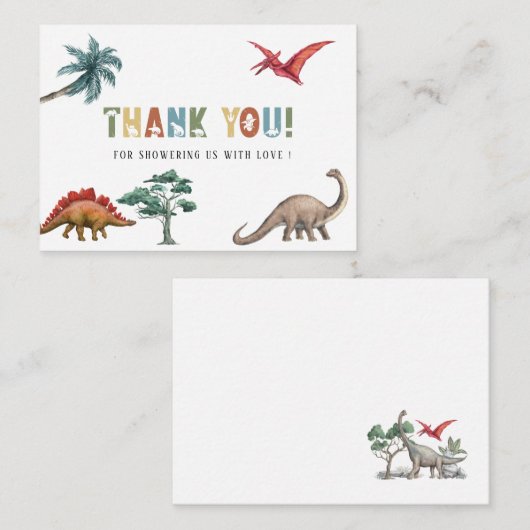 Stomp Chomp Roar Waterverf BirthdayFlat Note Kaart Notitiekaartje (Voorkant / Achterkant)