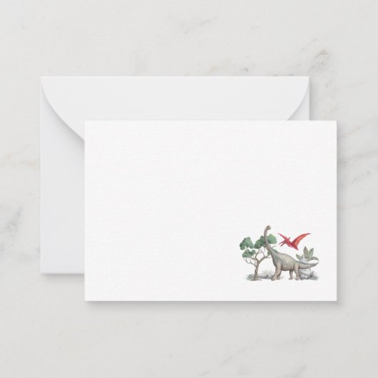 Stomp Chomp Roar Waterverf BirthdayFlat Note Kaart Notitiekaartje (Achterkant)