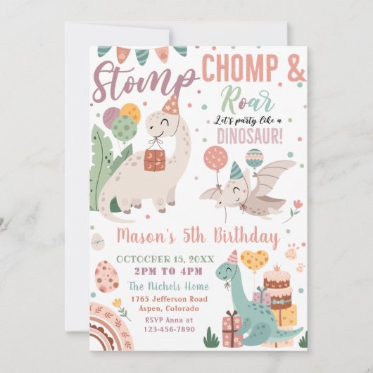 Stomp, Chomp & Roar Waterverf Dinosaurussen Verjaa Kaart (Voorkant)