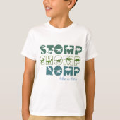 Stomp chomp romp als een dino-kind t-shirt (Voorkant)