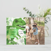 STOMP CHOMP Zijn Dinosaurus Verjaardag Foto Kaart (Staand voorkant)